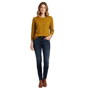 H&M Mustard 3/4 Sleeve Crew Neck Sweater Size M